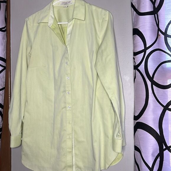Coldwater Creek light green button front longer length blouse - Picture 4 of 7